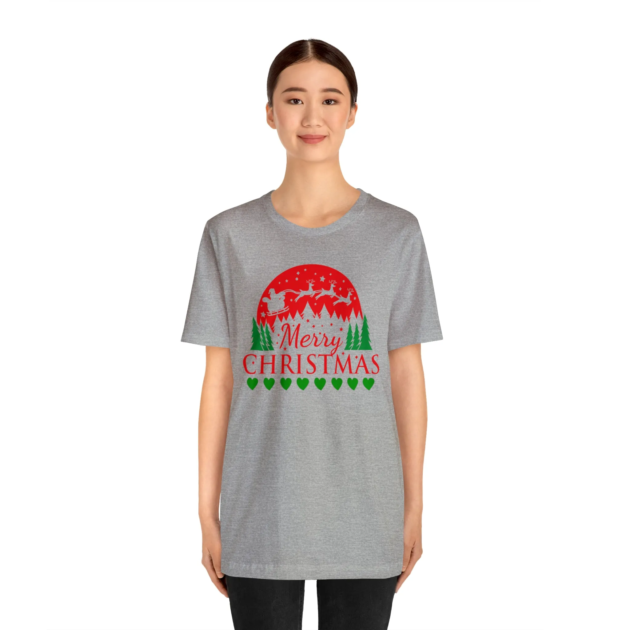 Merry Christmas Santa Sleigh T-Shirt | Festive XMas Tee |  Bella Canvas 3001 Unisex | Happy Holidays Short Sleeve T-Shirt