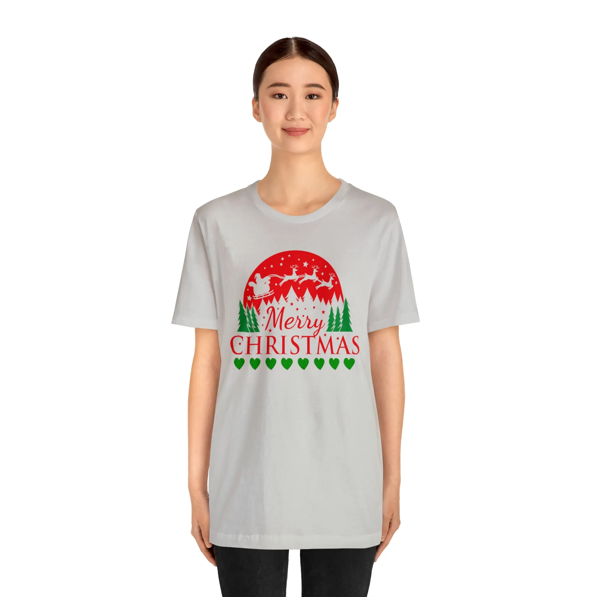 Merry Christmas Santa Sleigh T-Shirt | Festive XMas Tee |  Bella Canvas 3001 Unisex | Happy Holidays Short Sleeve T-Shirt