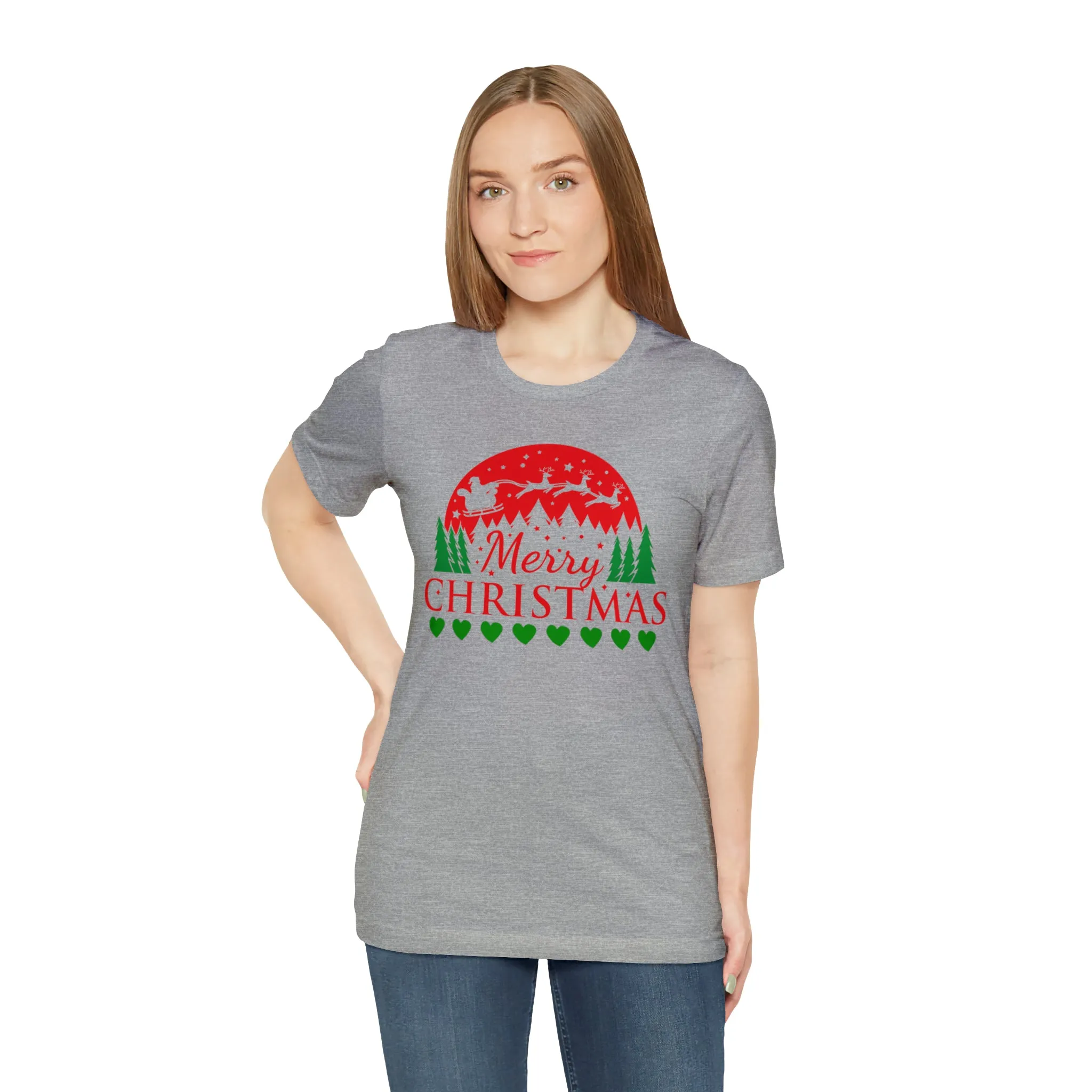 Merry Christmas Santa Sleigh T-Shirt | Festive XMas Tee |  Bella Canvas 3001 Unisex | Happy Holidays Short Sleeve T-Shirt