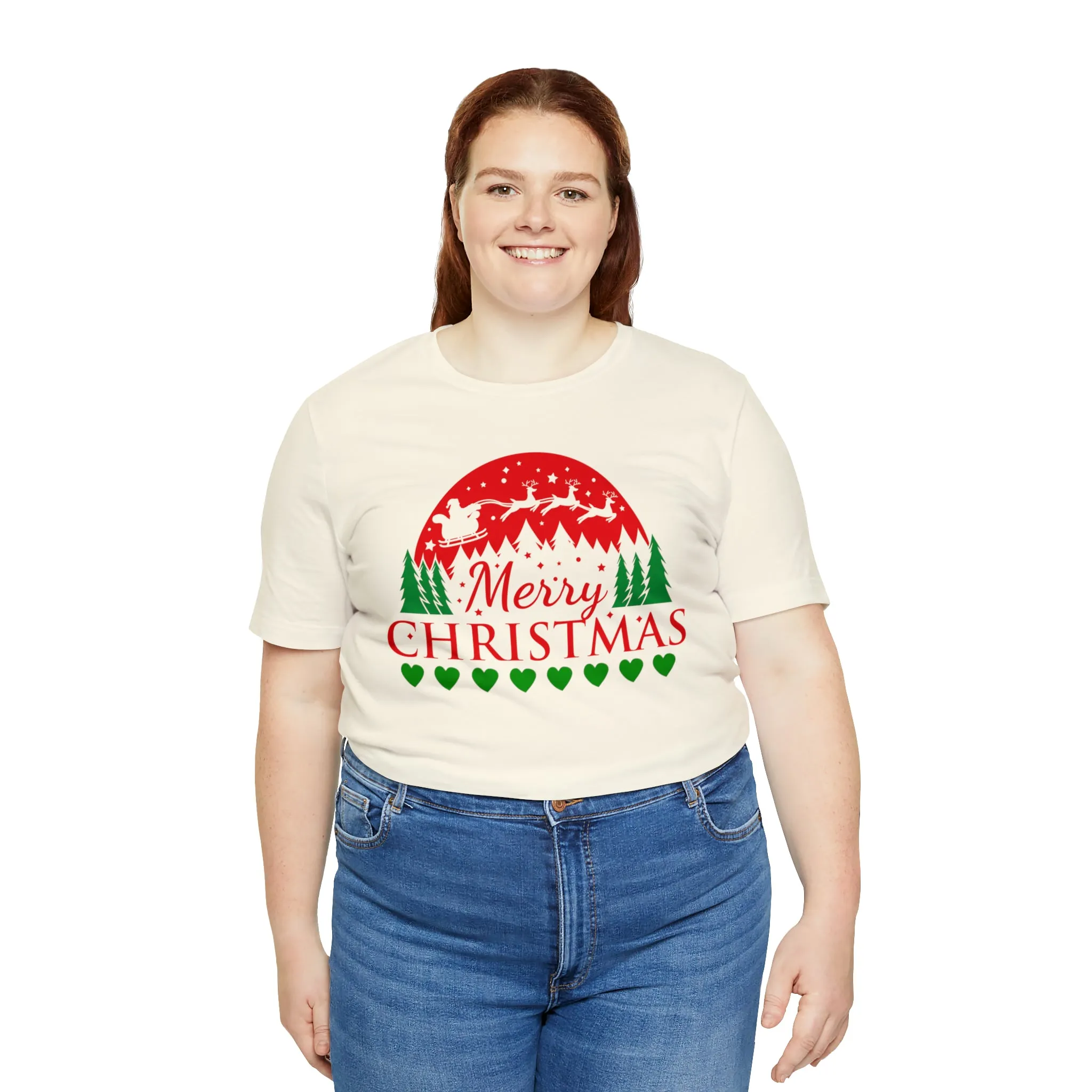 Merry Christmas Santa Sleigh T-Shirt | Festive XMas Tee |  Bella Canvas 3001 Unisex | Happy Holidays Short Sleeve T-Shirt