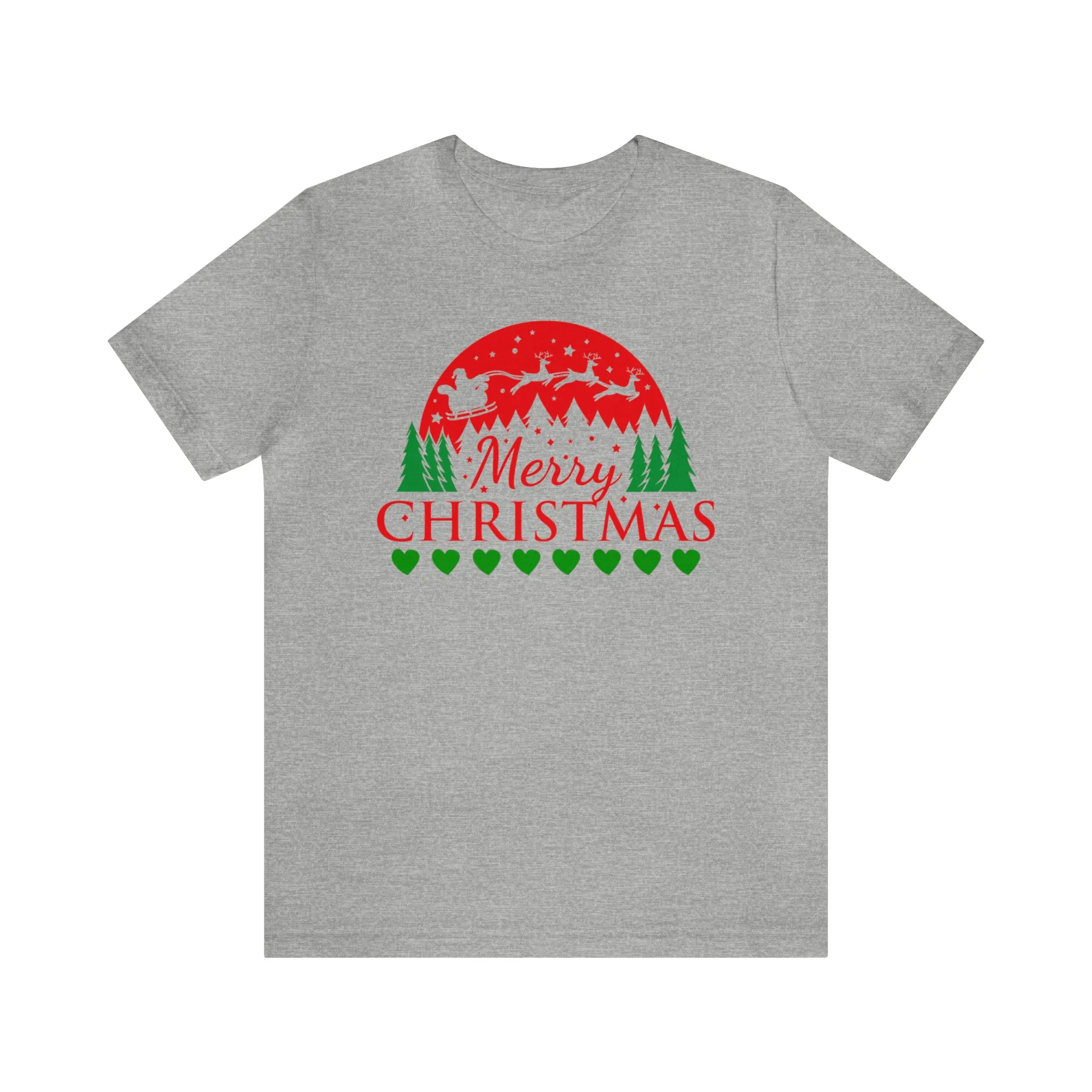 Merry Christmas Santa Sleigh T-Shirt | Festive XMas Tee |  Bella Canvas 3001 Unisex | Happy Holidays Short Sleeve T-Shirt