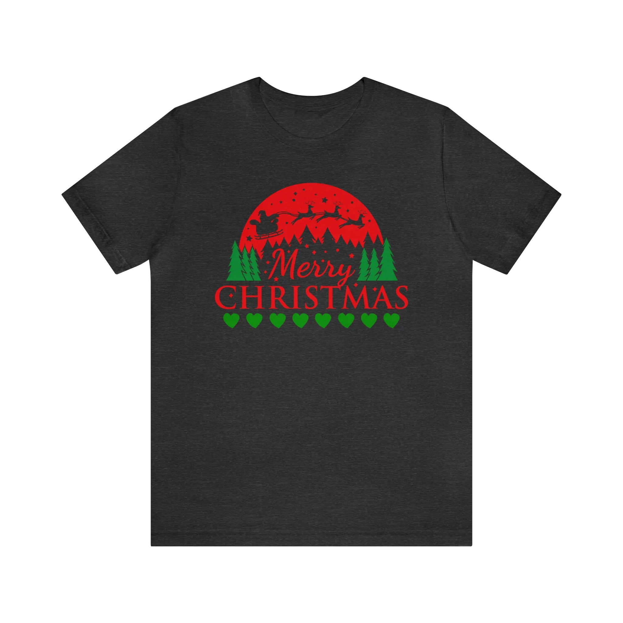 Merry Christmas Santa Sleigh T-Shirt | Festive XMas Tee |  Bella Canvas 3001 Unisex | Happy Holidays Short Sleeve T-Shirt