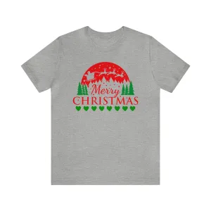Merry Christmas Santa Sleigh T-Shirt | Festive XMas Tee |  Bella Canvas 3001 Unisex | Happy Holidays Short Sleeve T-Shirt