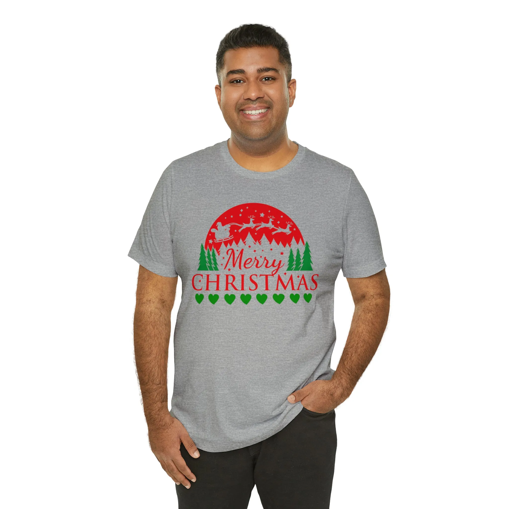 Merry Christmas Santa Sleigh T-Shirt | Festive XMas Tee |  Bella Canvas 3001 Unisex | Happy Holidays Short Sleeve T-Shirt