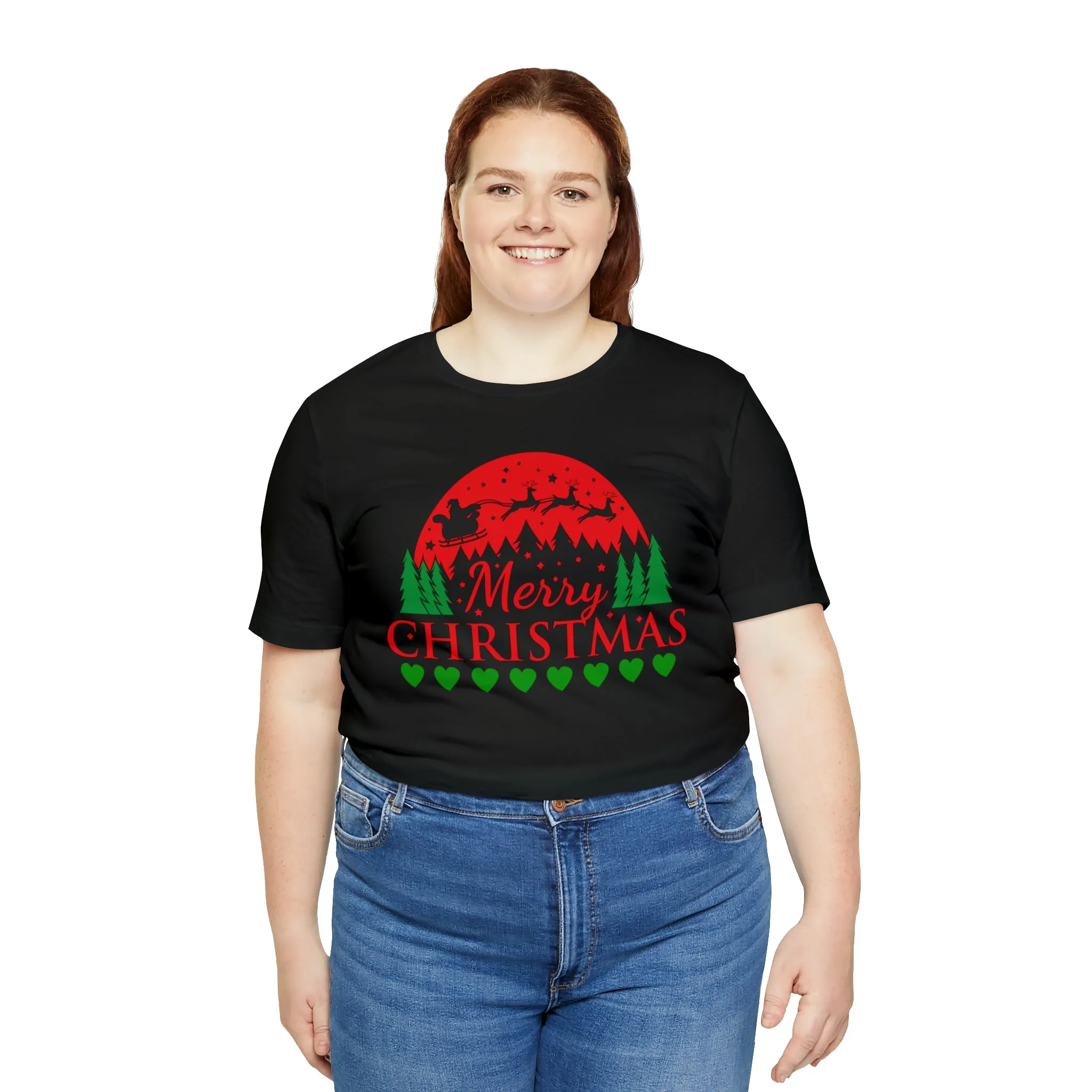 Merry Christmas Santa Sleigh T-Shirt | Festive XMas Tee |  Bella Canvas 3001 Unisex | Happy Holidays Short Sleeve T-Shirt