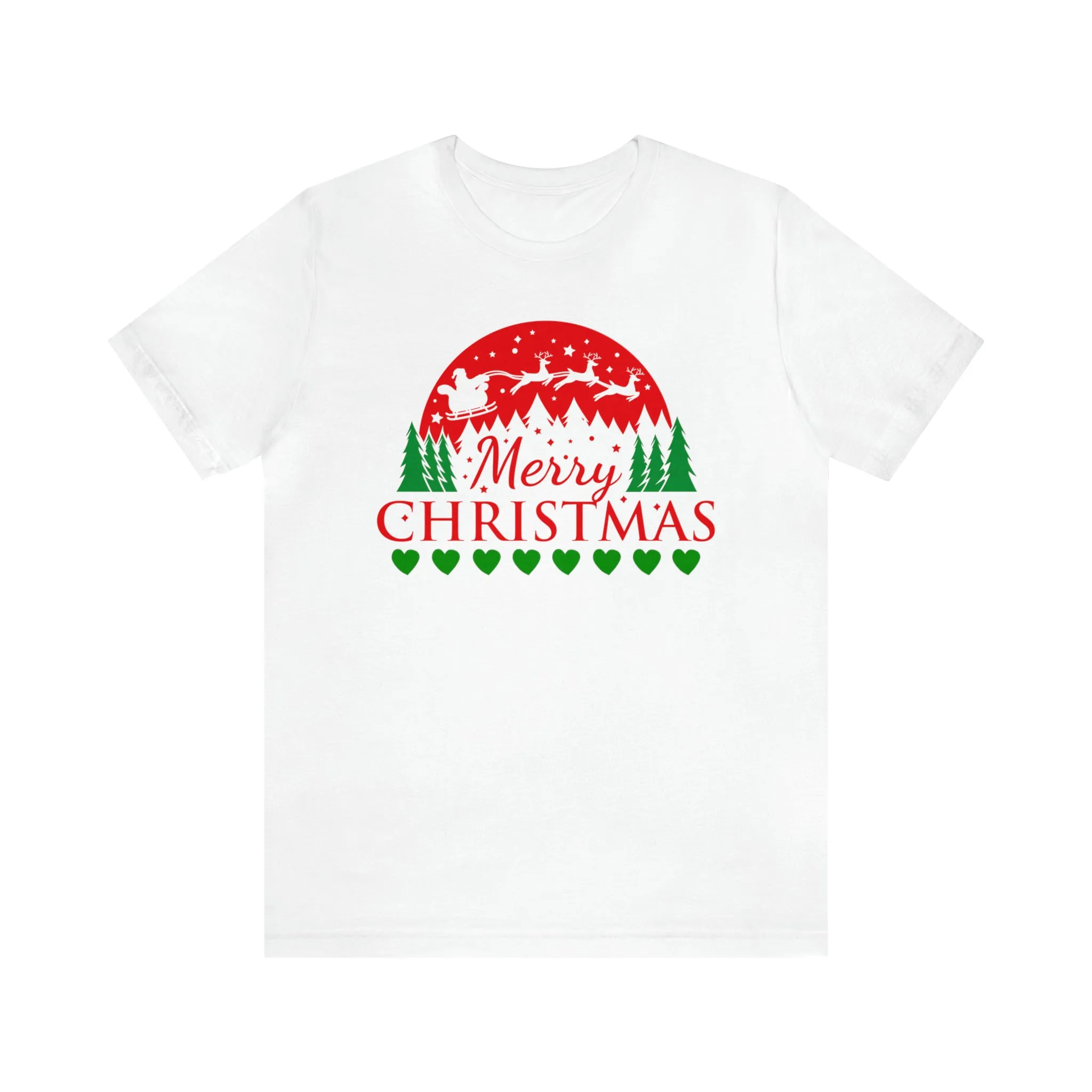 Merry Christmas Santa Sleigh T-Shirt | Festive XMas Tee |  Bella Canvas 3001 Unisex | Happy Holidays Short Sleeve T-Shirt