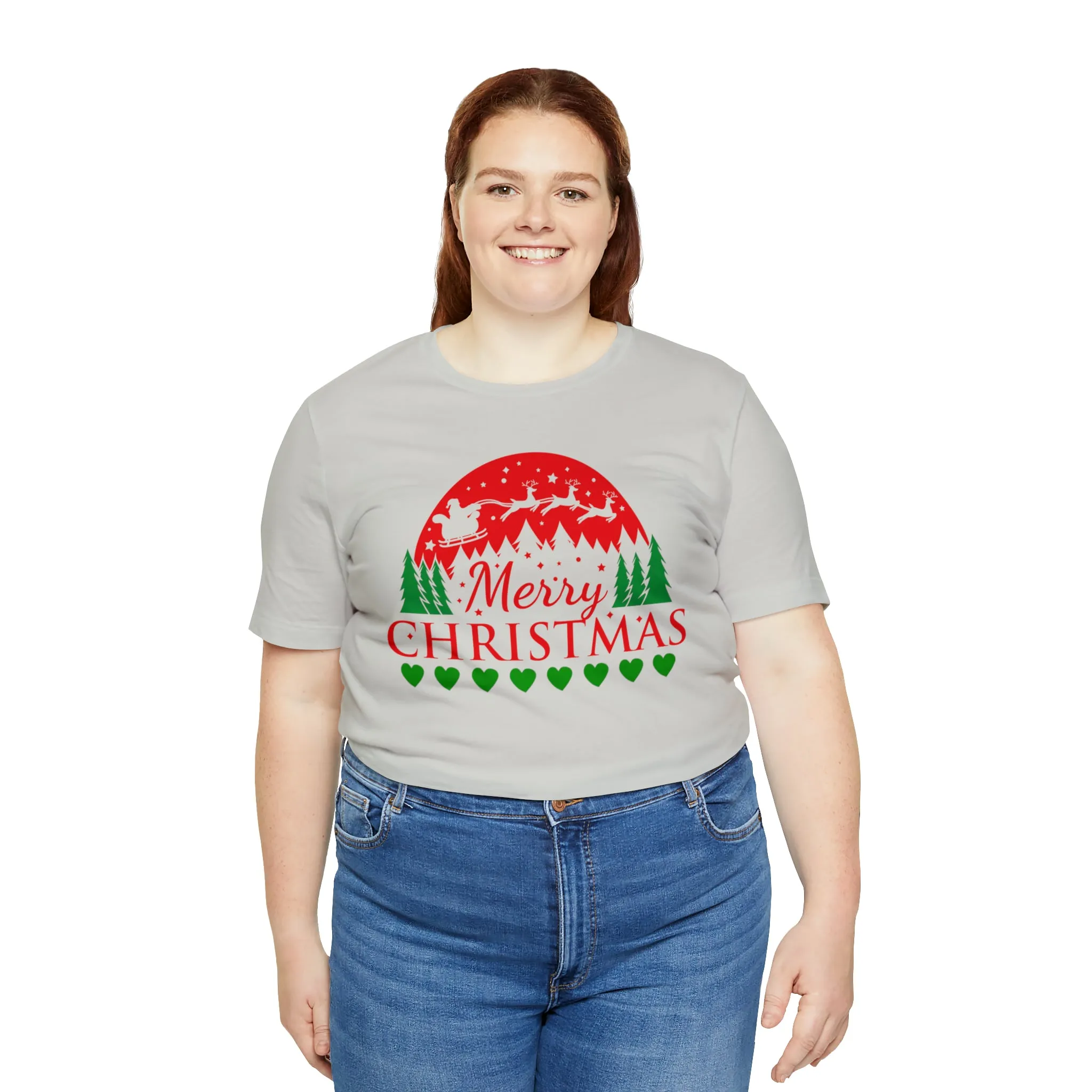 Merry Christmas Santa Sleigh T-Shirt | Festive XMas Tee |  Bella Canvas 3001 Unisex | Happy Holidays Short Sleeve T-Shirt