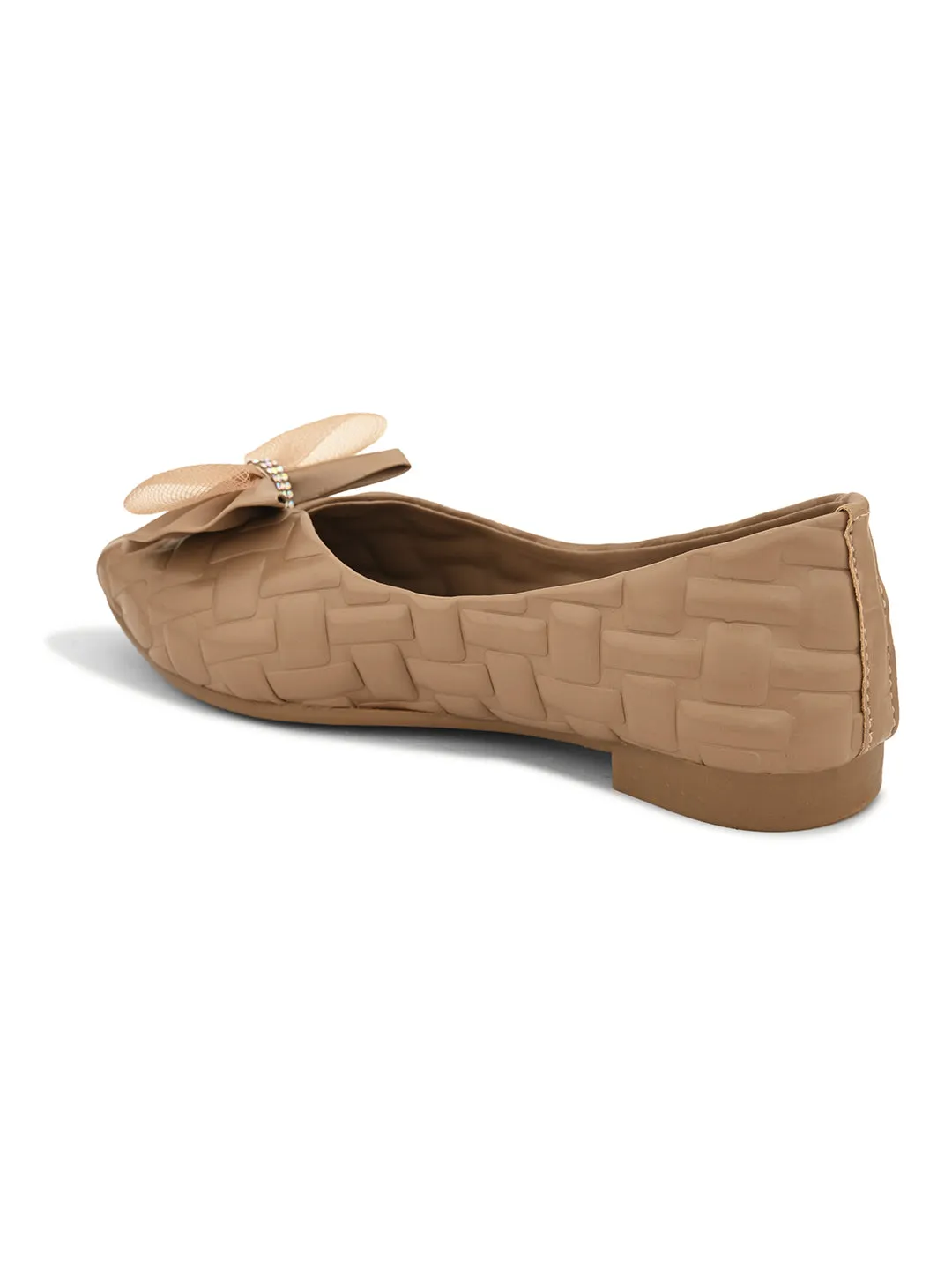 Mesh Bow with Elegant Design Textured Flats