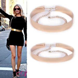 Metallic belt women's decorative belt golden dress girdle
