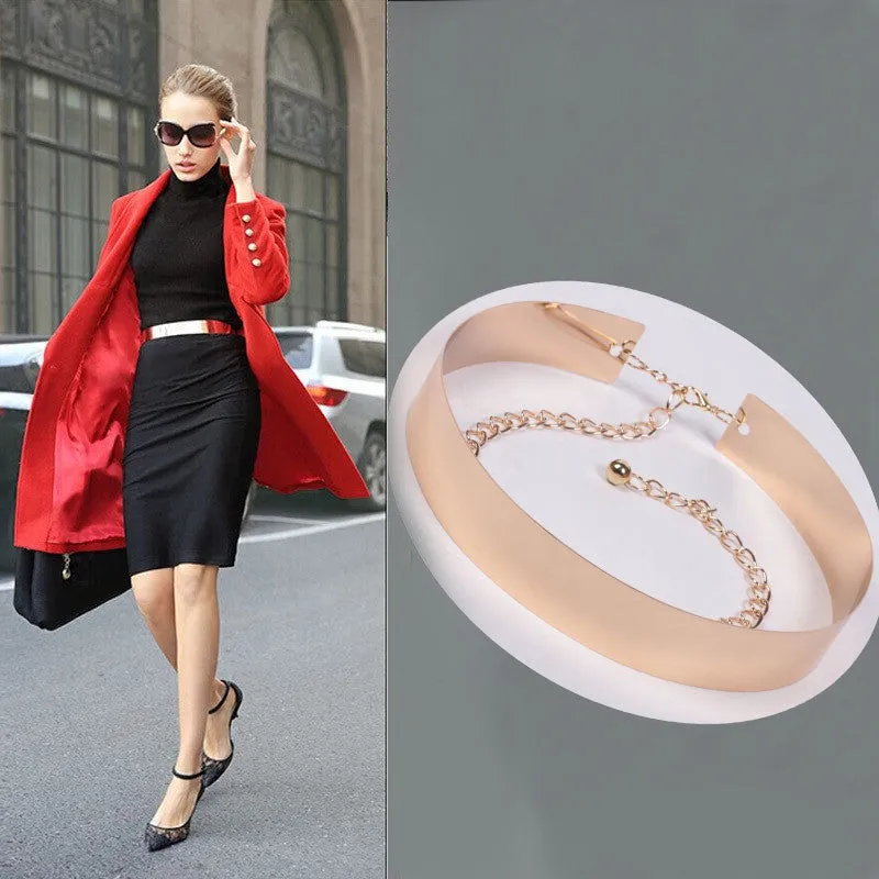 Metallic belt women's decorative belt golden dress girdle