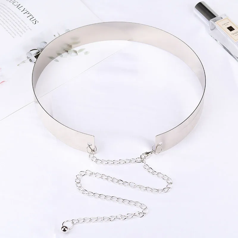 Metallic belt women's decorative belt golden dress girdle