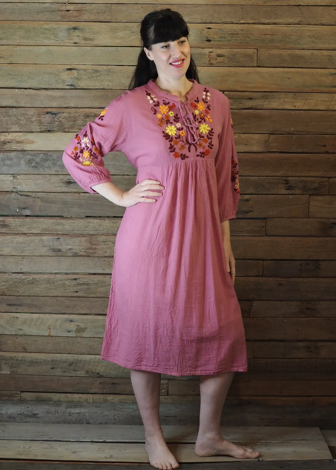 Mexicana Loose Dress Antique Pink