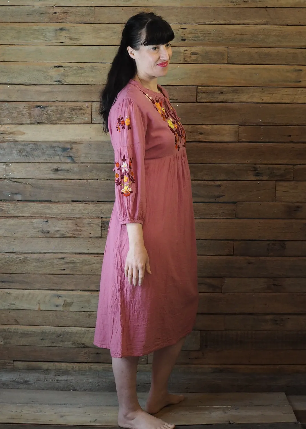 Mexicana Loose Dress Antique Pink