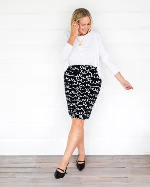 Midi Bamboo Whitney Tube Skirt - Squiggle Print