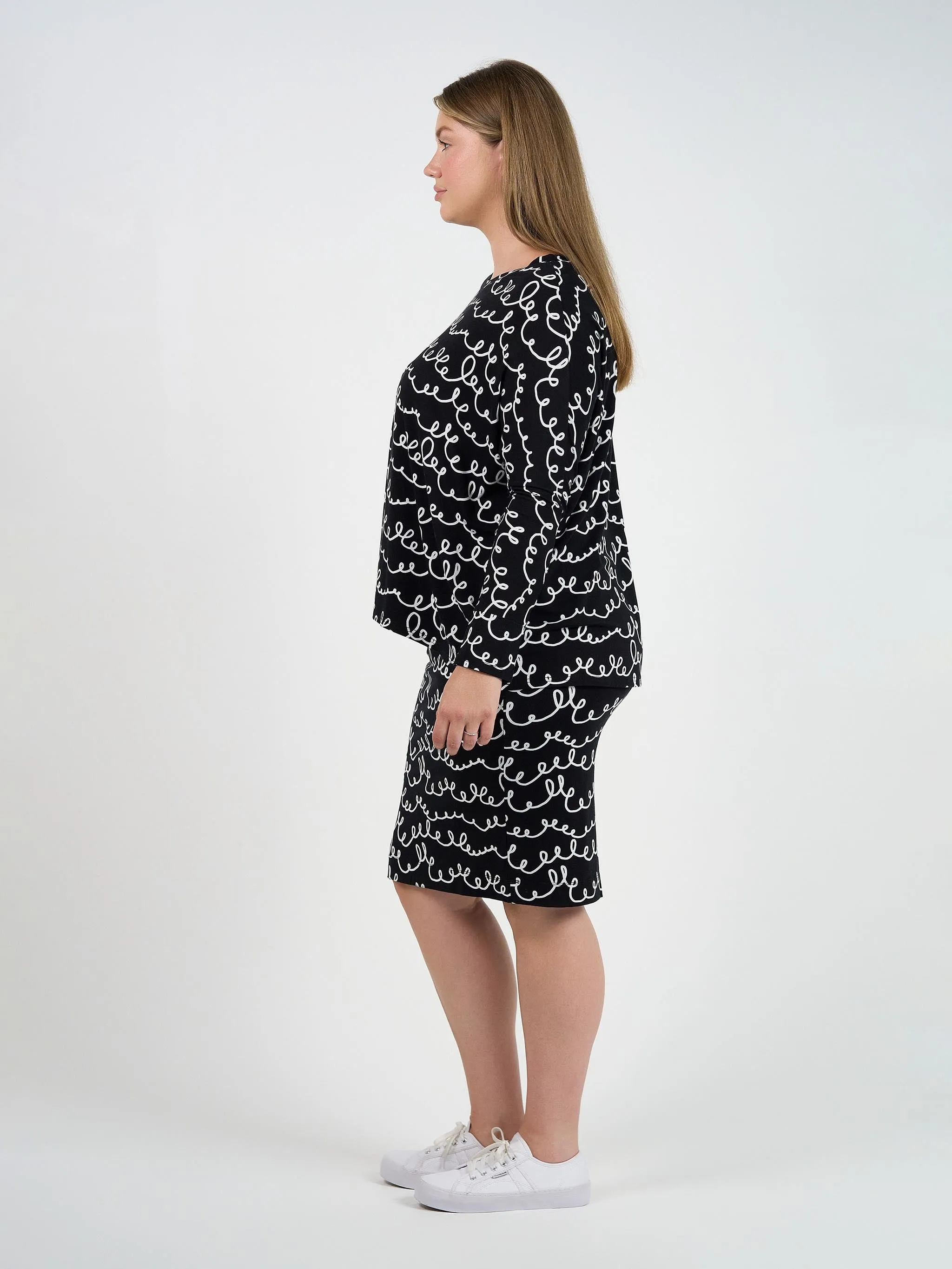 Midi Bamboo Whitney Tube Skirt - Squiggle Print