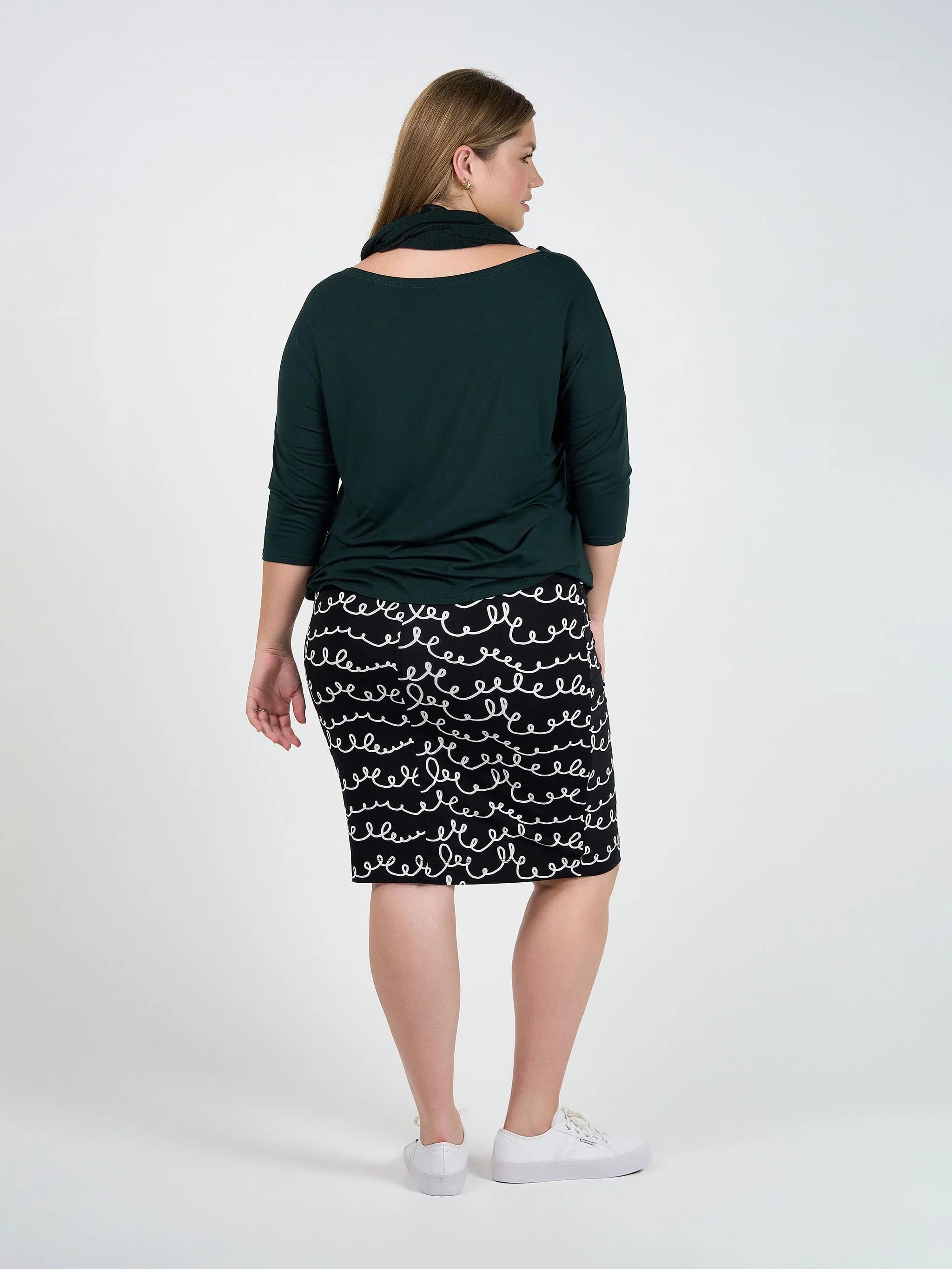 Midi Bamboo Whitney Tube Skirt - Squiggle Print