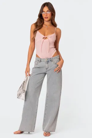 Mila | Denim Jeans with Bow Details | Casual Style | Durable Cotton