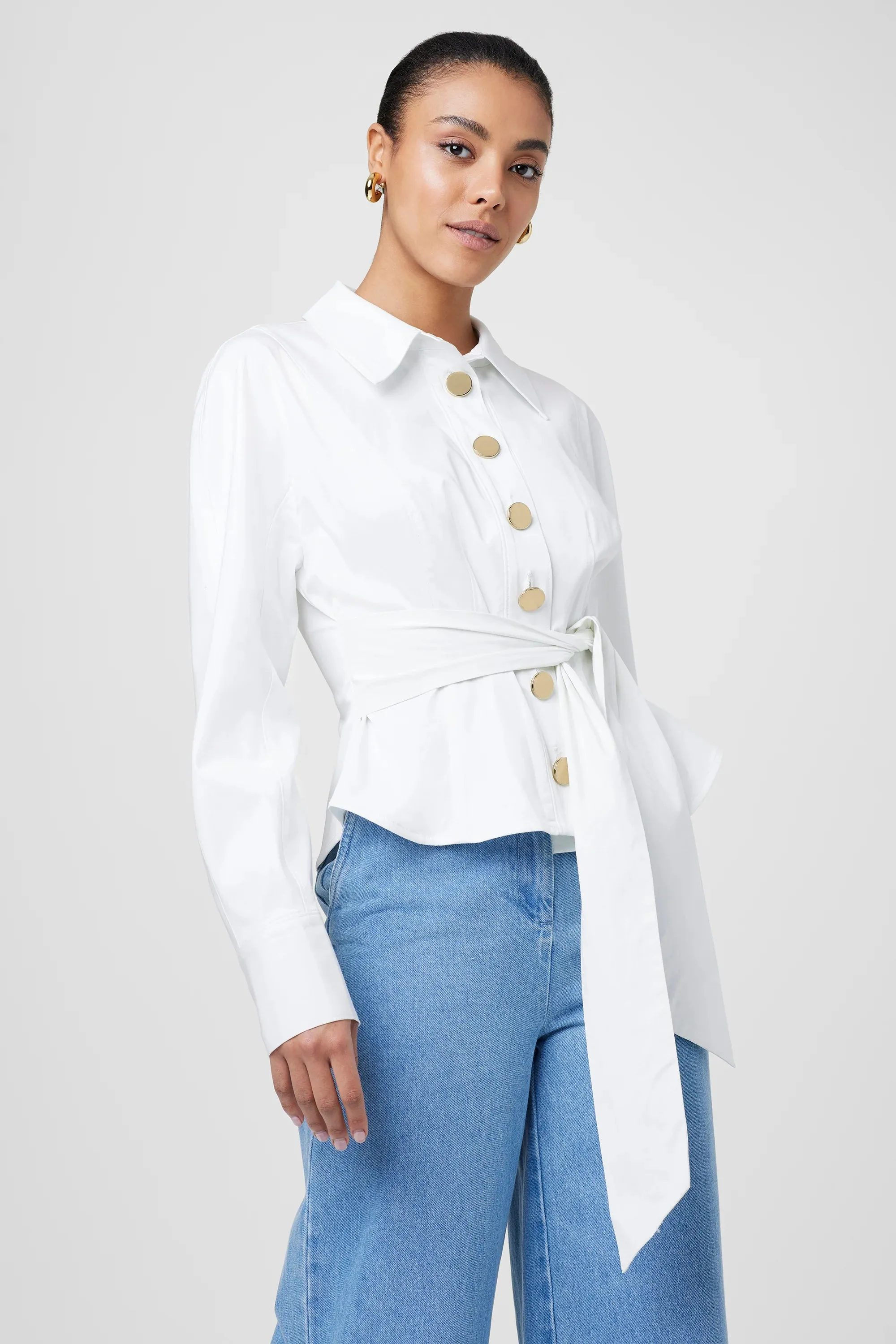 Mina Seamed Tie Front Blouse