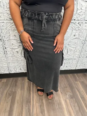 Mineral Wash Terry Knit Cargo Skirt