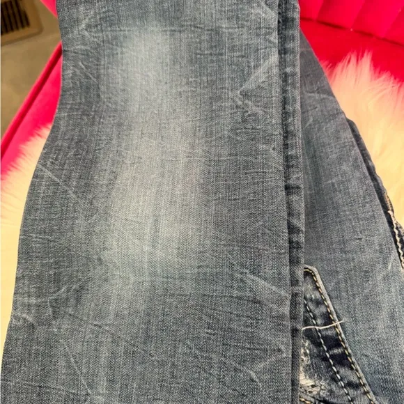 MISS ME Slim Boot Cut Embellished Distressed Denim Jeans 26 x 31