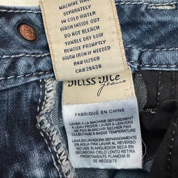 MISS ME Slim Boot Cut Embellished Distressed Denim Jeans 26 x 31