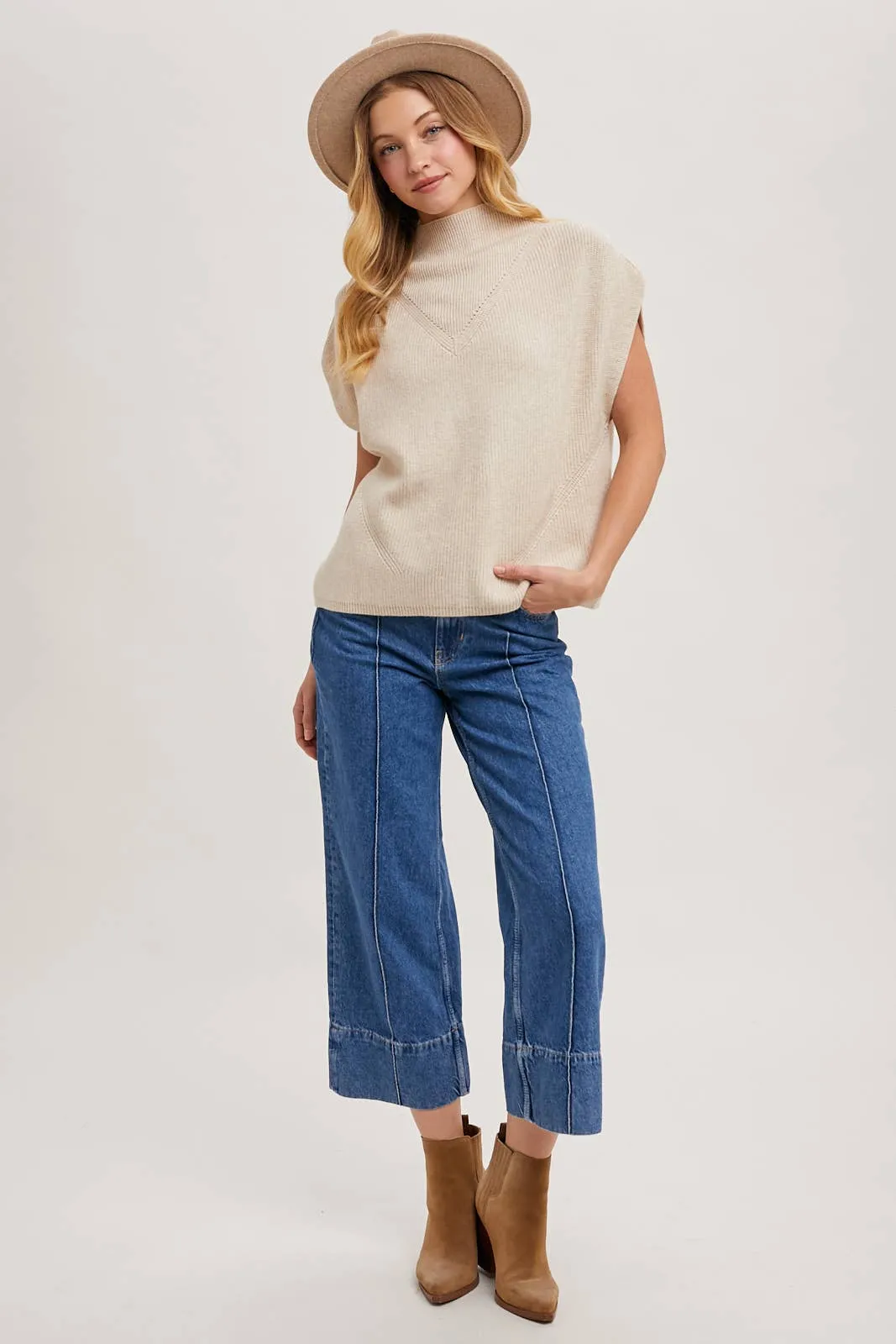 Mock Neck Dolman Knit Sweater
