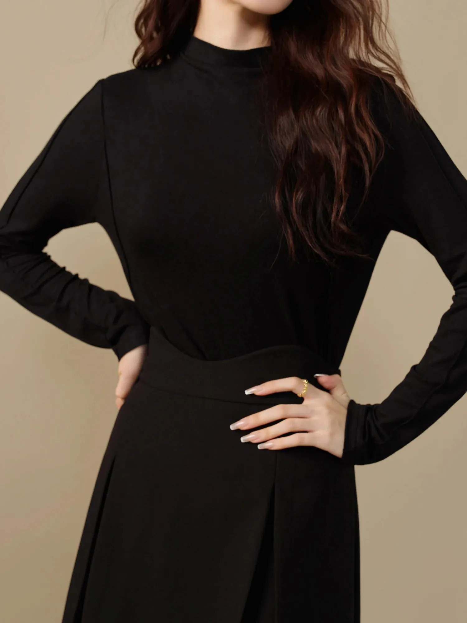 Mock Neck Wool Sweater