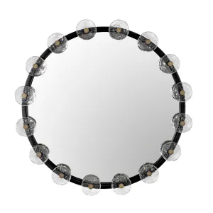 Moira Mirror with Glass Details, Black Metal