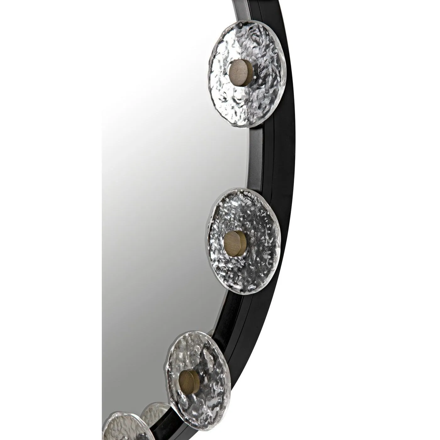 Moira Mirror with Glass Details, Black Metal