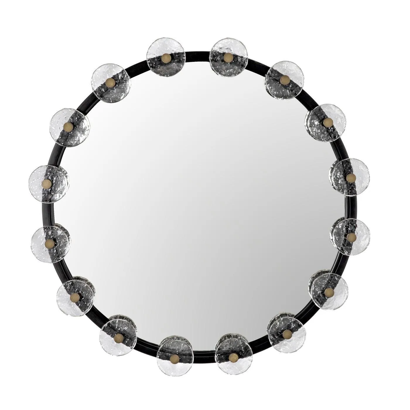 Moira Mirror with Glass Details, Black Metal