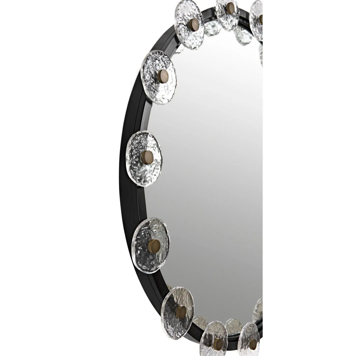 Moira Mirror with Glass Details, Black Metal