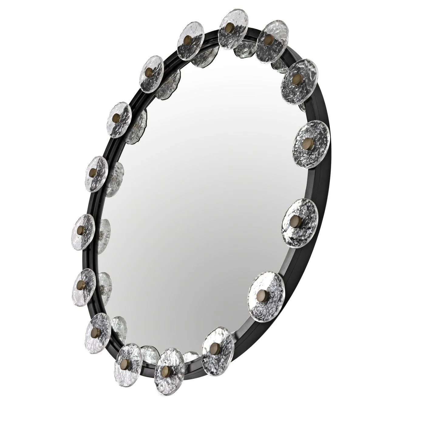 Moira Mirror with Glass Details, Black Metal