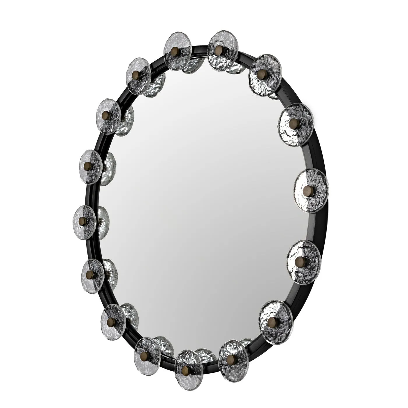 Moira Mirror with Glass Details, Black Metal