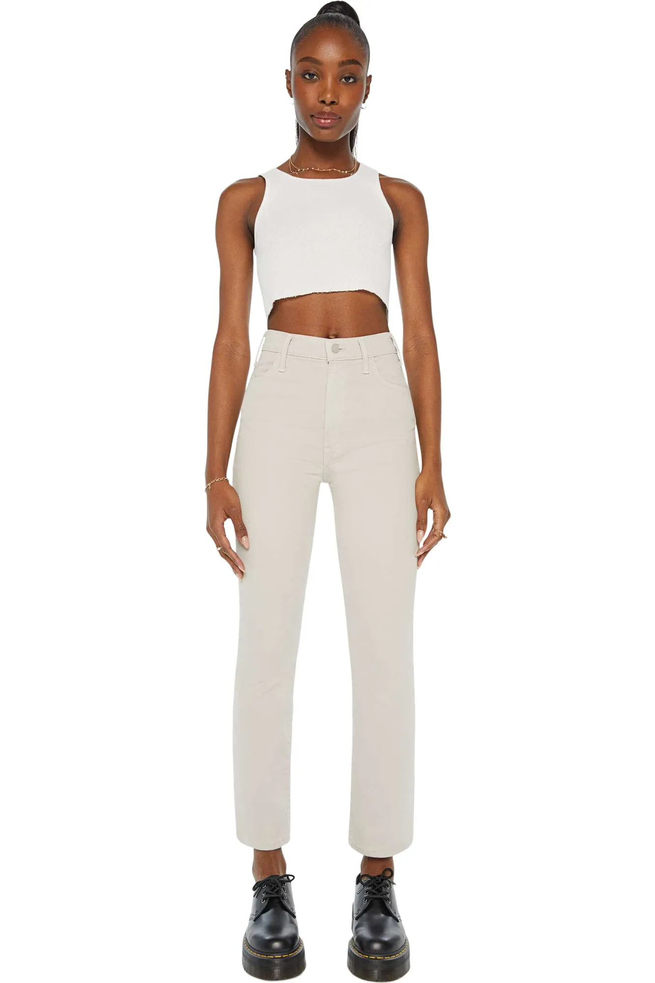 MOTHER Denim Hustler Flood in Feather Grey