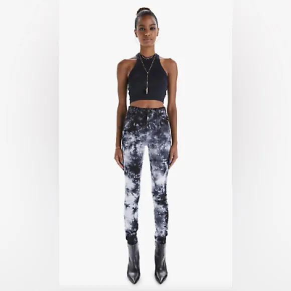 Mother Super Swooner Tie Dye Skinny Jeans in Winding Paths