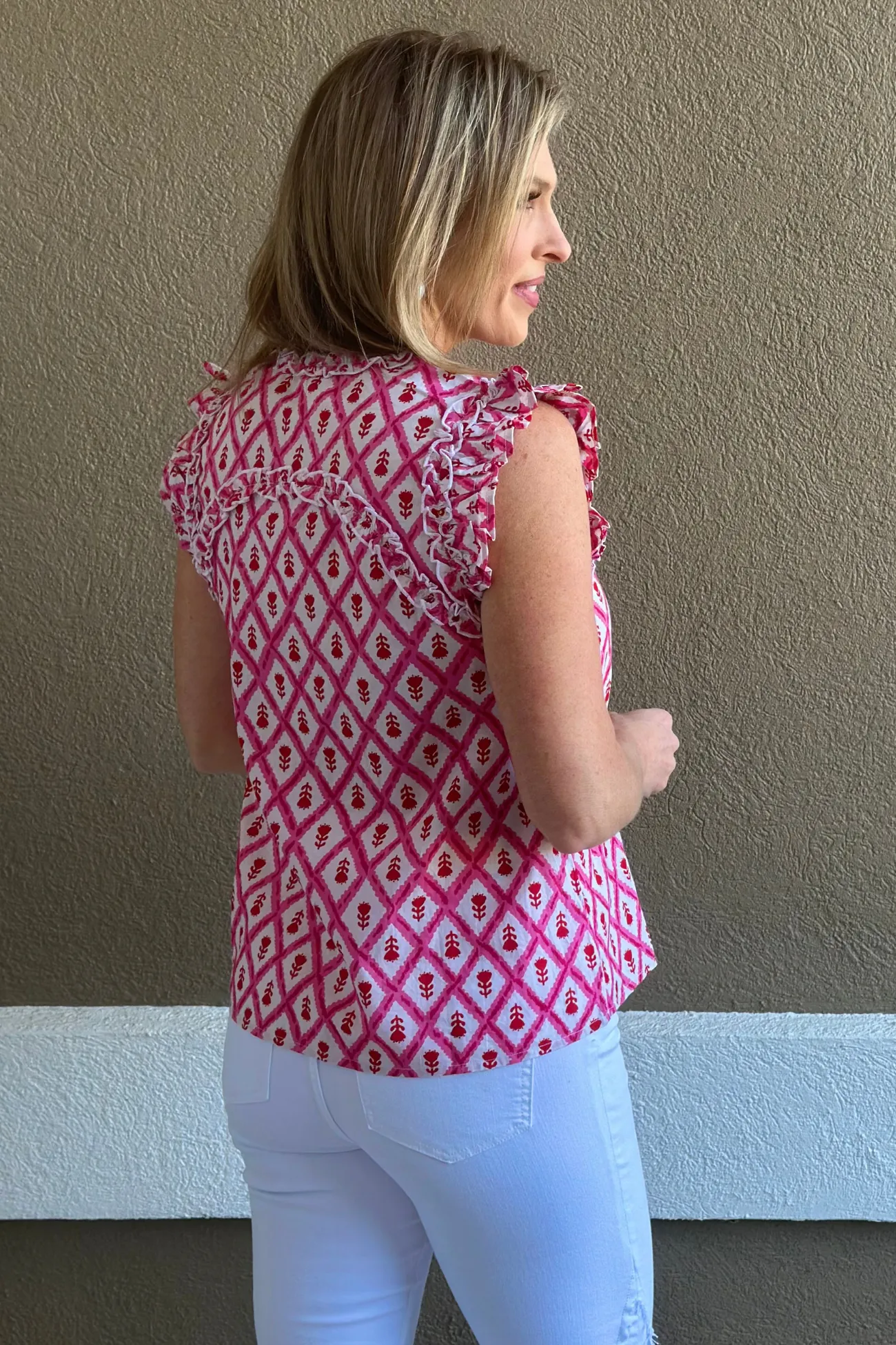 Mud Pie Beatrix Pink Flutter Sleeve Top