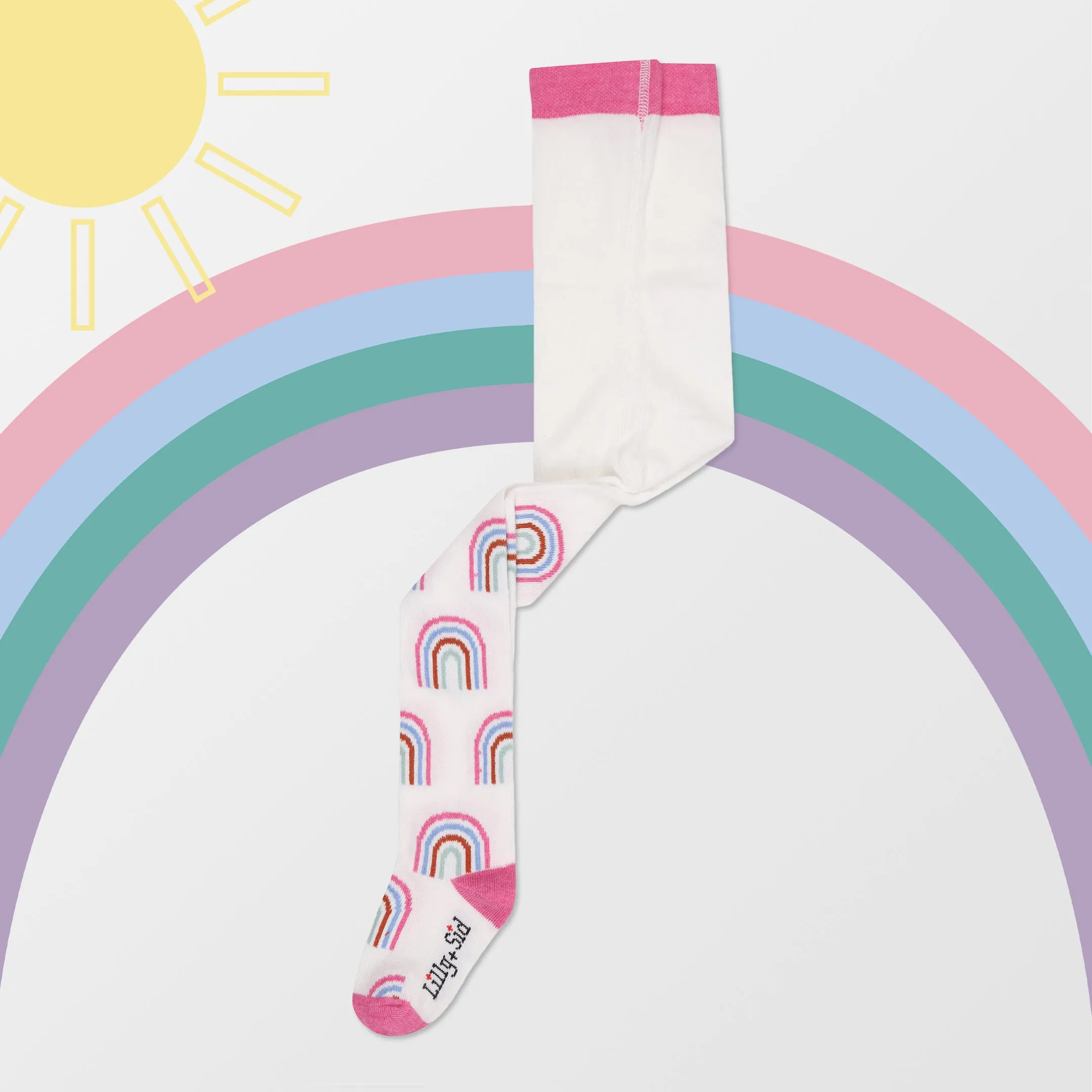 Multicoloured Rainbow Print Tights