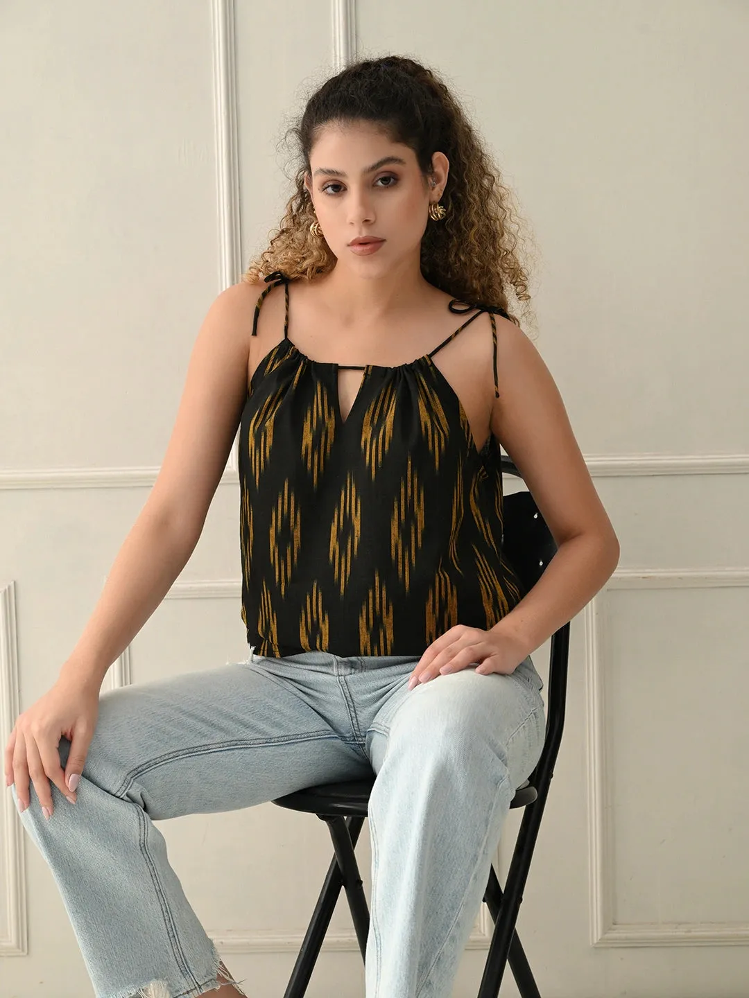 Mustard Glow Ikat Top