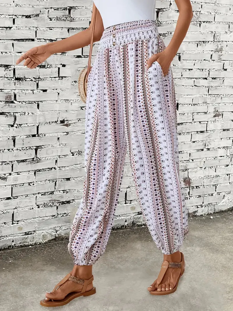 Naomi | Wide Trousers with Bohemian Print | Relaxed and Stylish | Airy Fabric