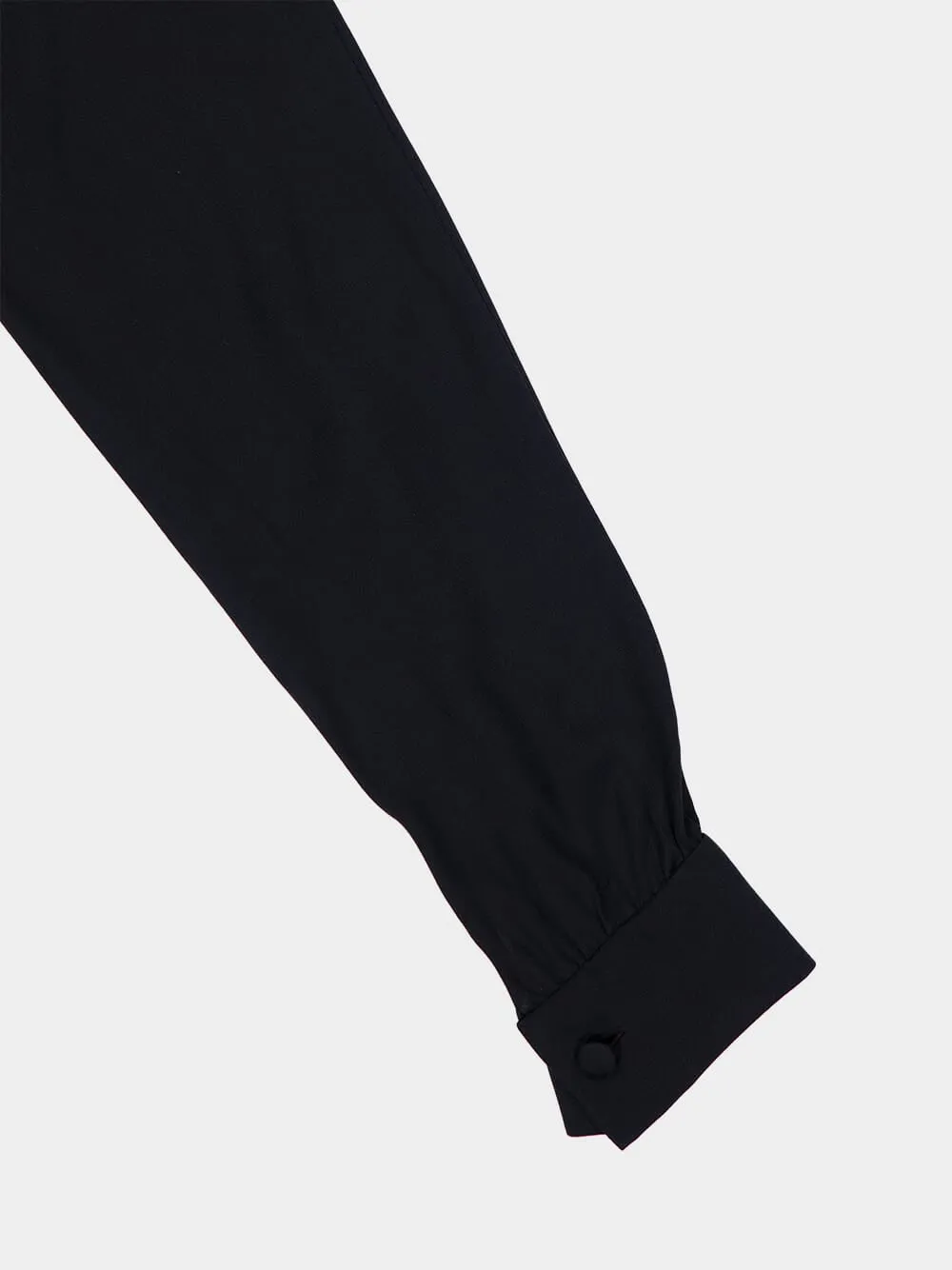 Narcissus Black Wrap Top with Collar Tie