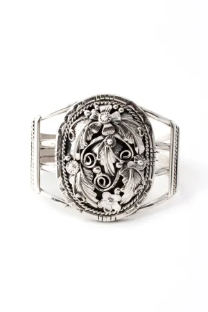 Navajo Sterling Silver Applique Oval Cuff