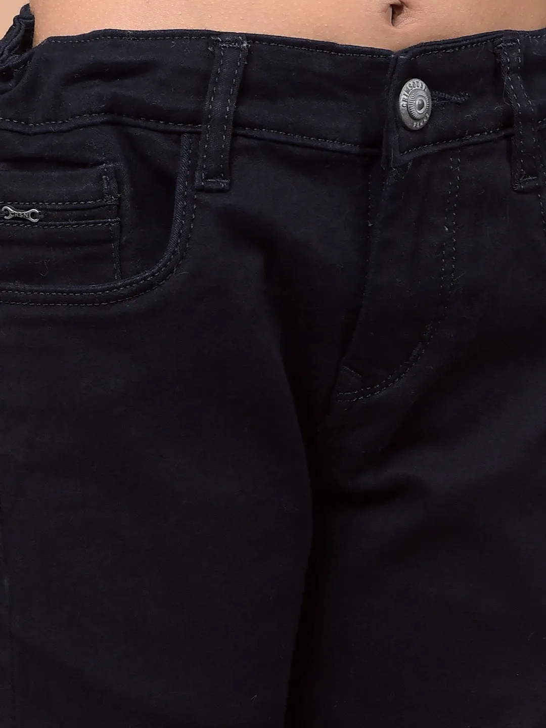 Navy Blue Ankle Fit Jeans