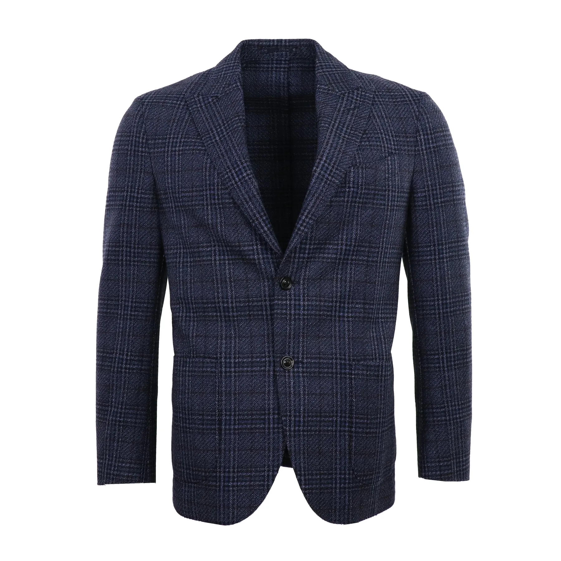 Navy Plaid Stretch Blazer