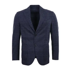 Navy Plaid Stretch Blazer