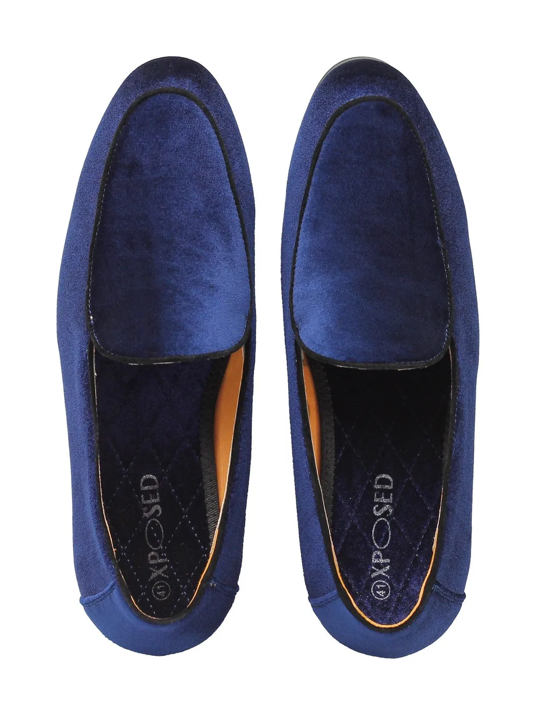 NAVY VELVET TUXEDO SLIPPERS