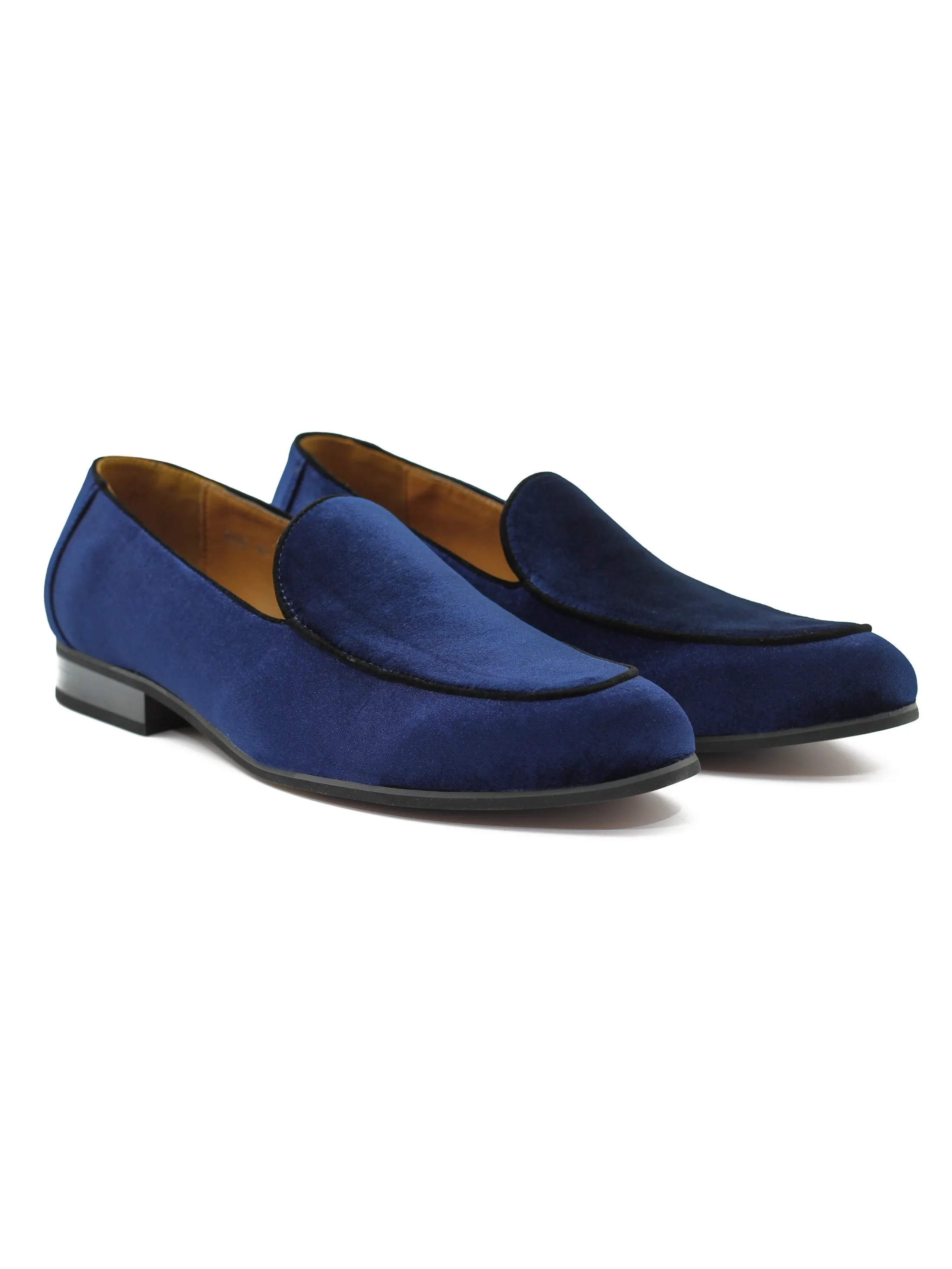NAVY VELVET TUXEDO SLIPPERS