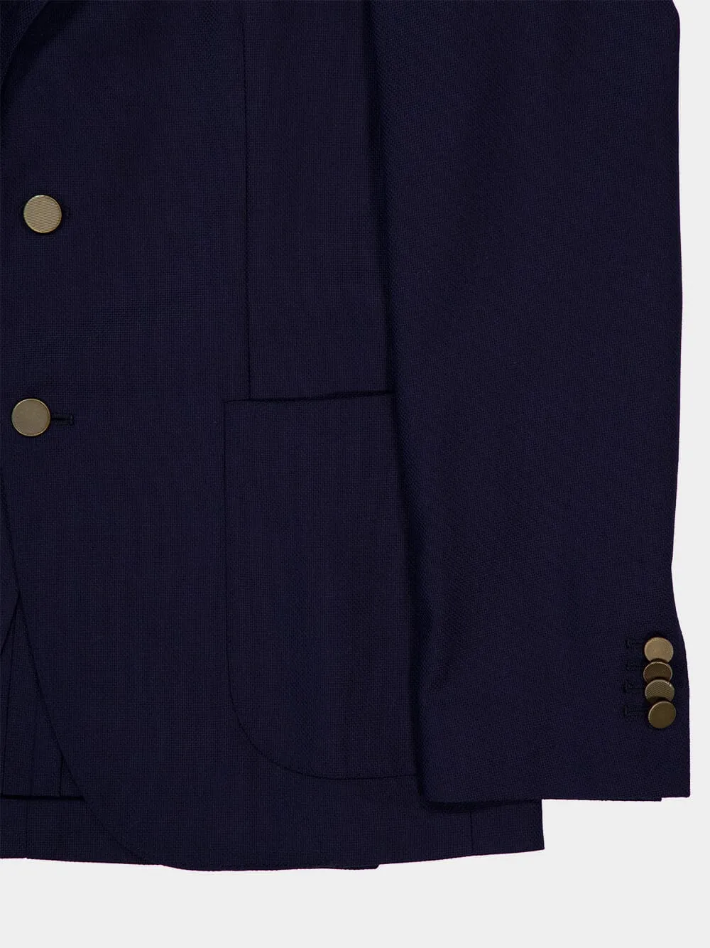 Navy Virgin Wool Two-Button Blazer