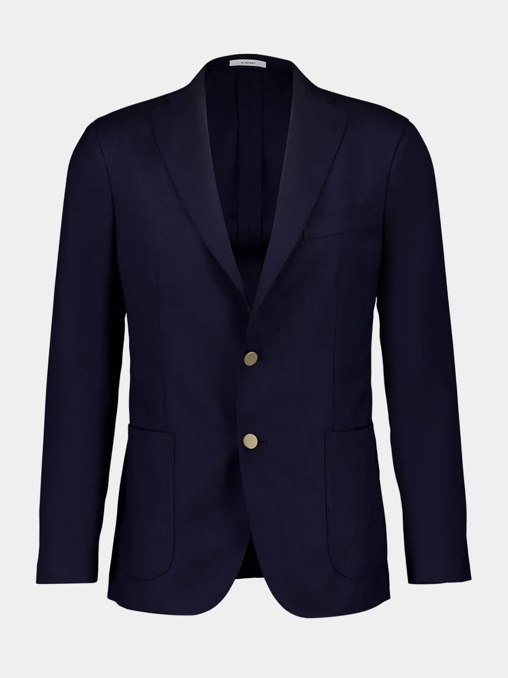Navy Virgin Wool Two-Button Blazer