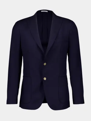 Navy Virgin Wool Two-Button Blazer