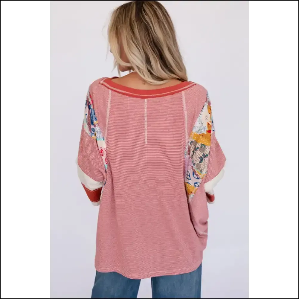 Needful Things: Red Striped Floral Color Block Top - Mischief Managed! 😉